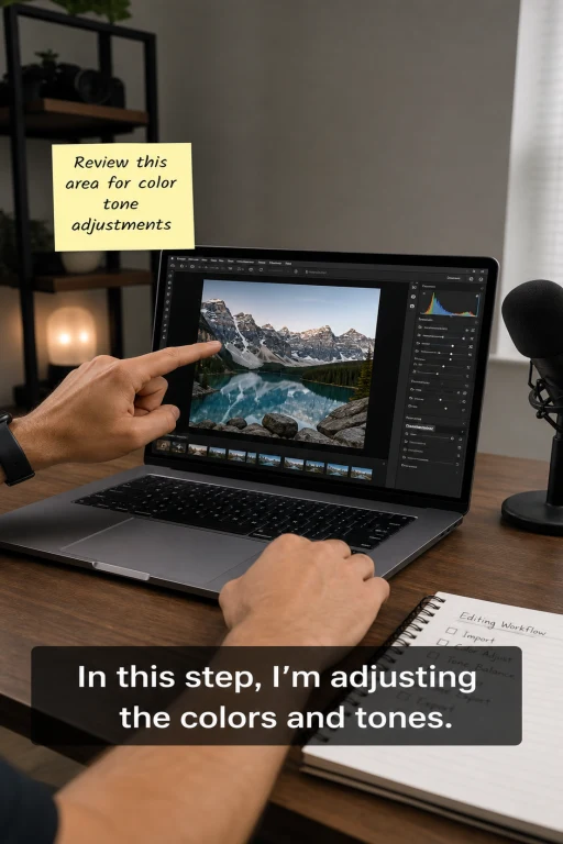 Tutorial creator video with visible text overlay before cleanup - UnmarkAI