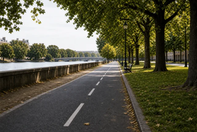 Park path video frame after the masked cyclist was removed