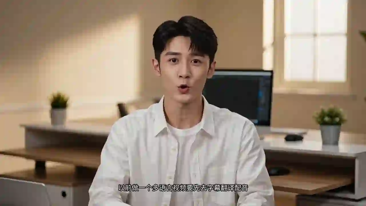 Video frame with hardcoded source subtitles still visible