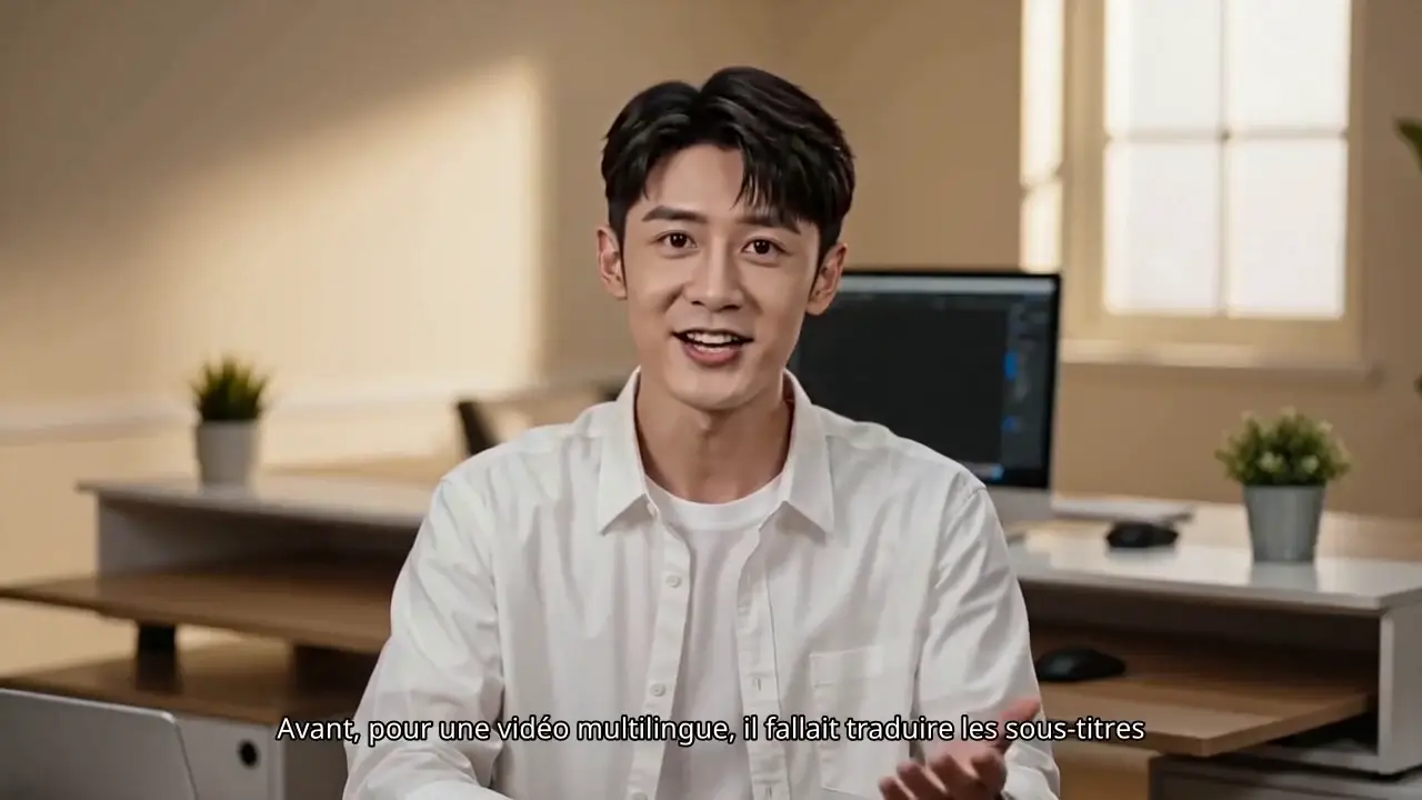 Translated video with a clean frame after subtitle removal