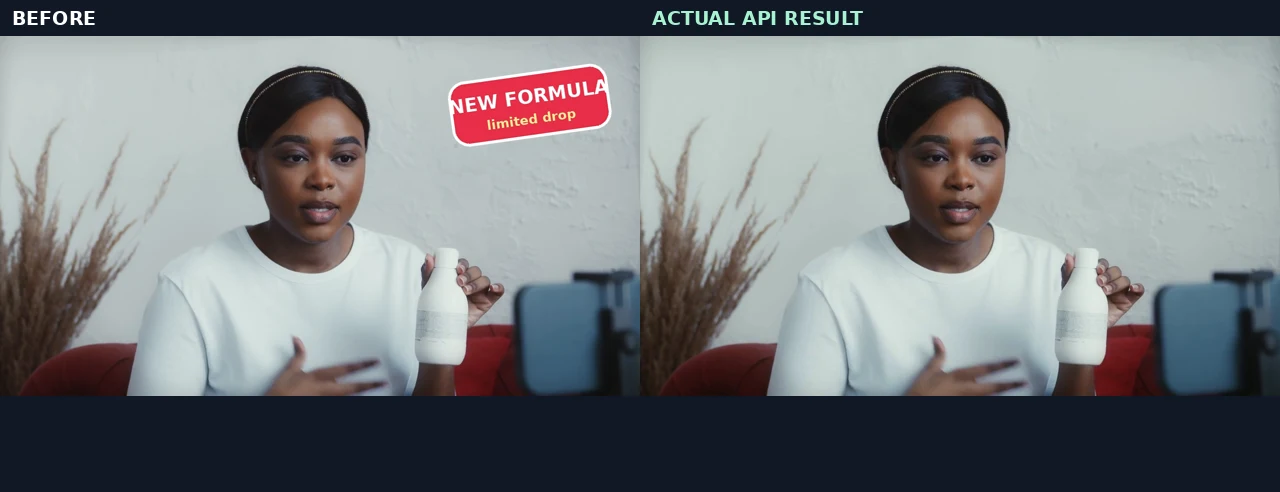 Before and after: Sticker and label text